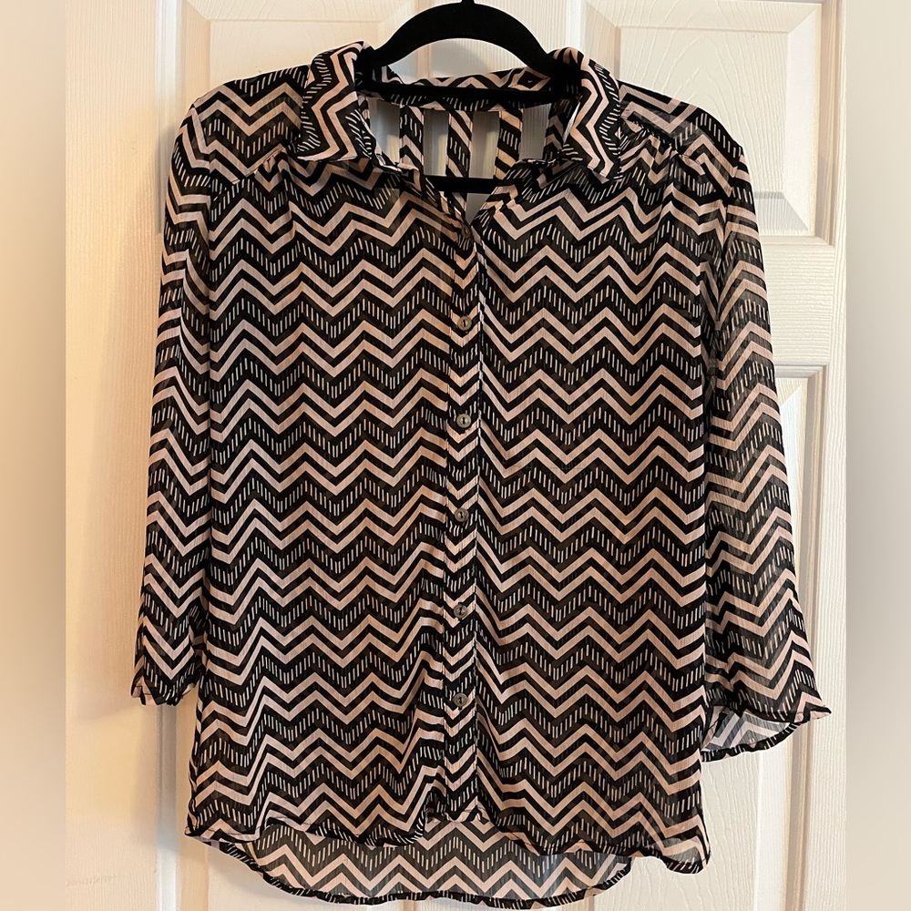 Pink and black blouse